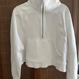 lululemon athletica White funnel Neck cropped half zip sweatshirt